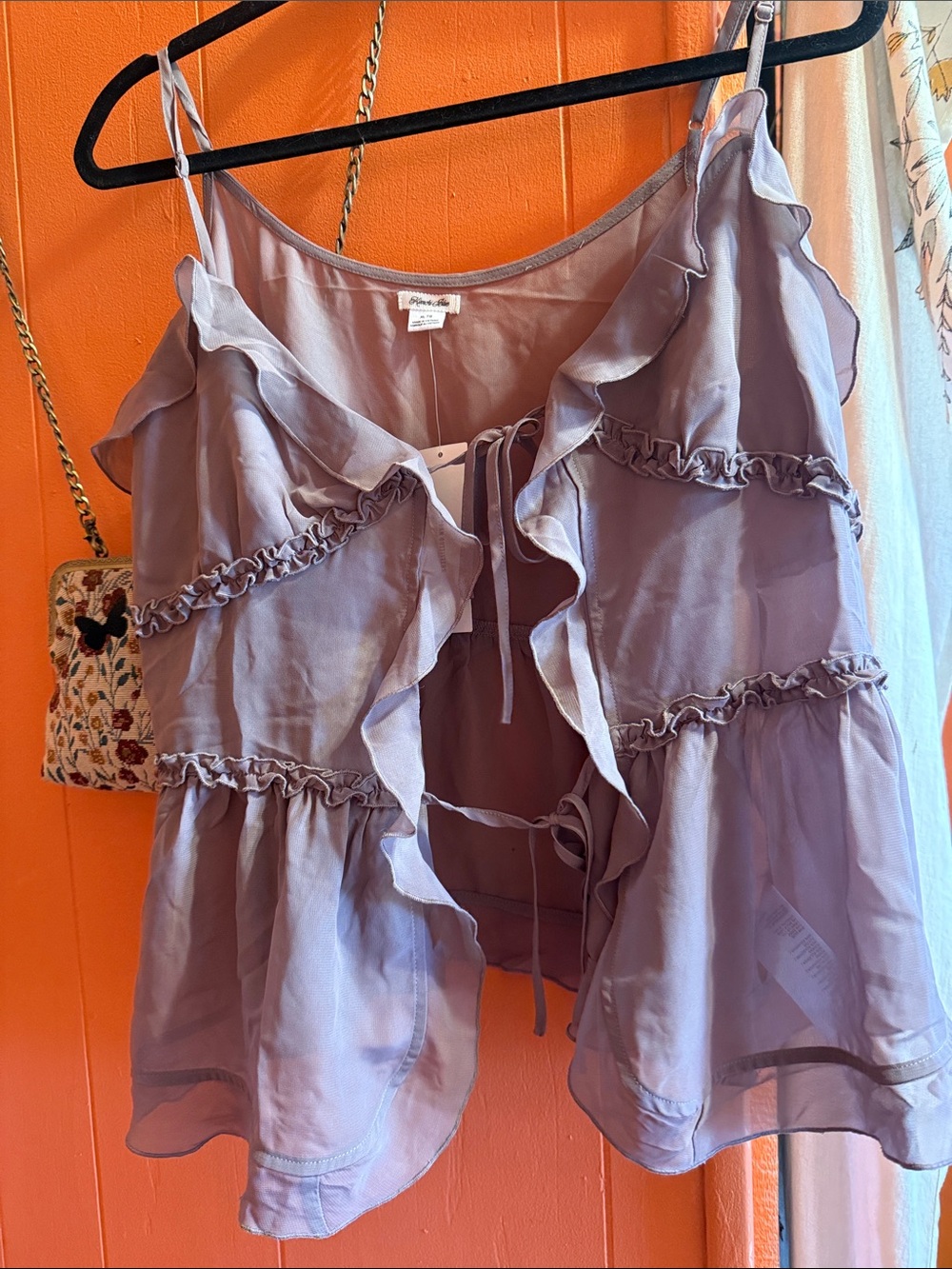 Urban Outfitters Dusty Lavender Ruffle Tie-Back Camisole